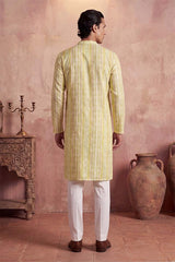 Multi Silk Blend Abstract Printed Kurta With Trousers MKSET2255