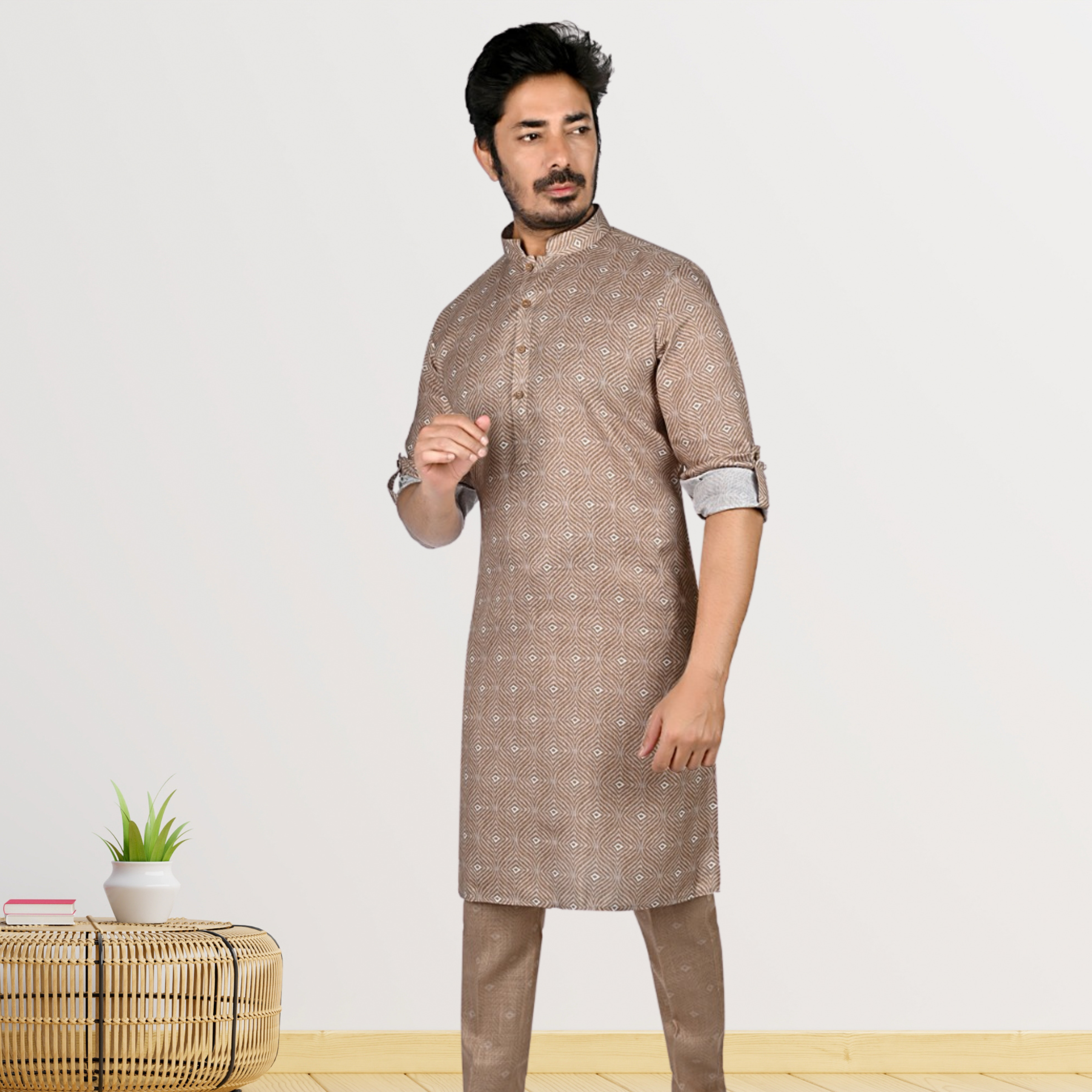 Cotton Kurta for Men - Multicolor | KPPR12296A | DesiQlo