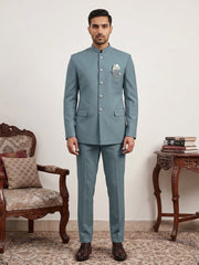 Premium Solid Japanese Fabric Indo-Western Set ( 50JIND 210Sky )