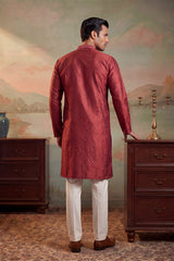 Maroon Jacquard Woven Design Straight Kurta MKU2342