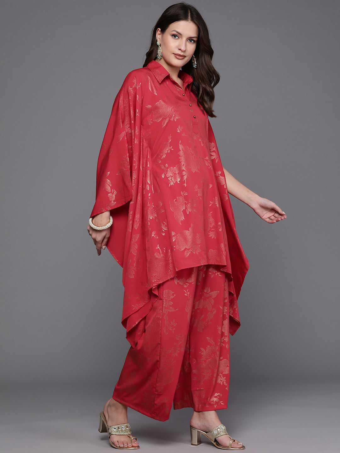 Women's Floral Printed Co Ord Sets - Tunic & Palazzos Outfit