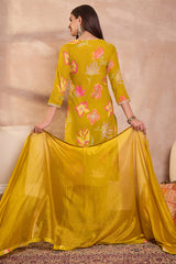 Yellow Viscose Floral Printed Straight Kurta Sets PKSKD3163