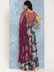 Green Floral Printed Sequined Ready to Wear Lehenga & Blouse With Dupatta-AHBLSK-COMBO-753-ICH