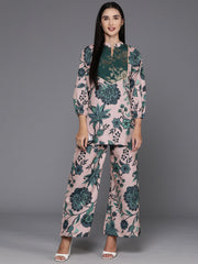 Green Printed Ethnic Tunic with Palazzos-AHTUPZ-COMBO-748