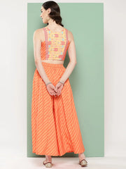 Orange Geometric Printed Ethnic Co-Ords-AHBLSK-COMBO-759-ICH