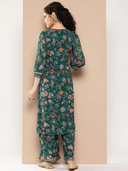 Green Floral Printed Gotta Patti Kurta with Palazzos-AHKUPZ-COMBO-661-ICH