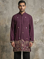 Japanese Fabric Embroidered Kurta ( 65KO 5597Purple ) [FF] [A-1-2-3-4]