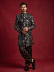 Premium Velvet Embroidered Indo-Western Set ( 50JIND 194Black )