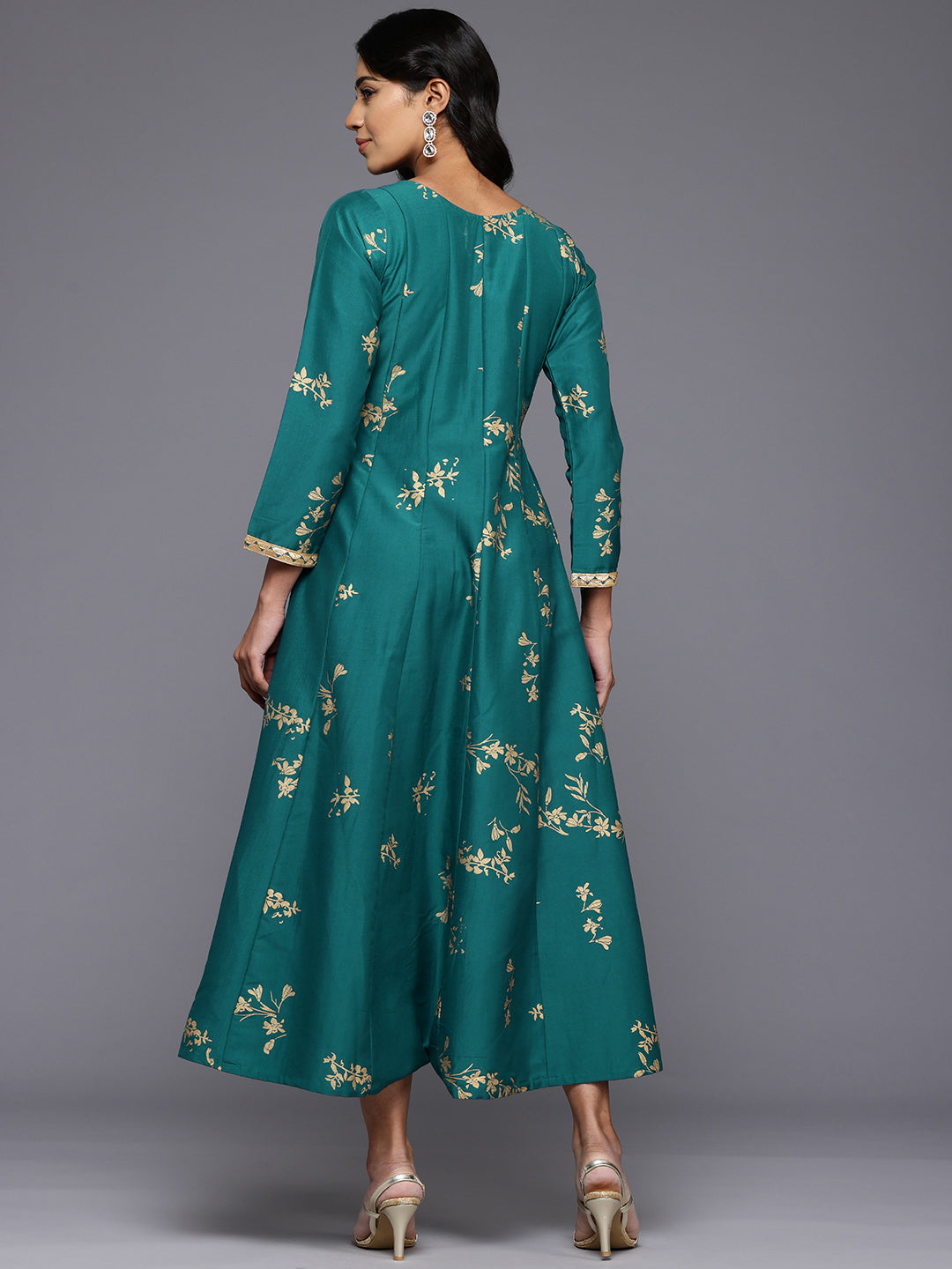 Floral Printed Midi A-Line Dress | Indian Cotton Dresses