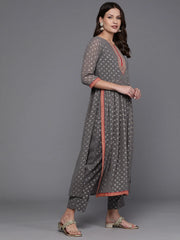 Women Ethnic Motifs Printed Pleated Sequinned Kurta with Trousers-AHKUPT-COMBO-911