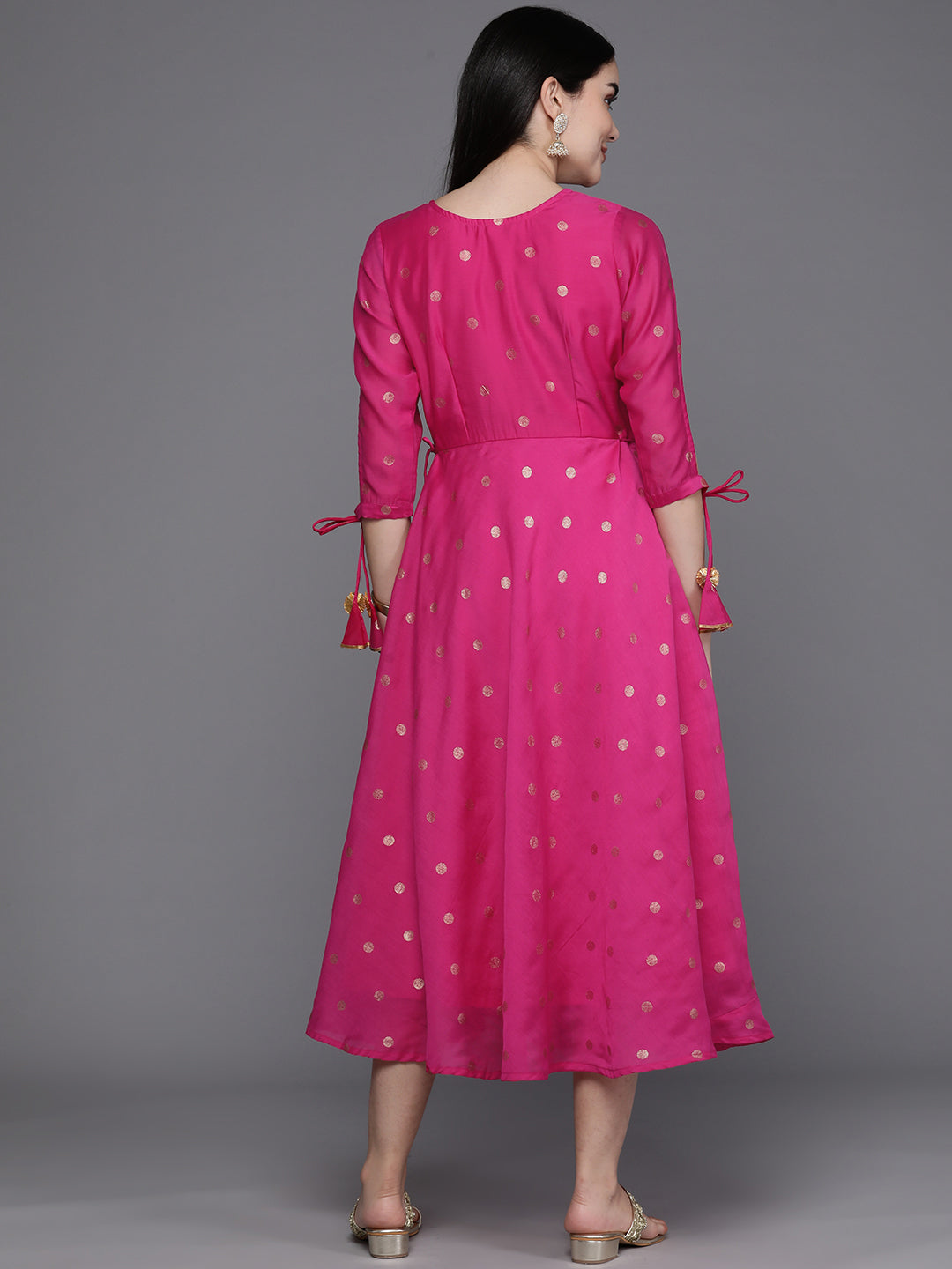 Foil Printed Midi Dress - Indian Dresses Online | A-Line Cut