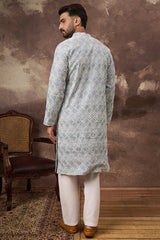 Blue Viscose Rayon Solid Embroidered Straight Kurta MKU1388