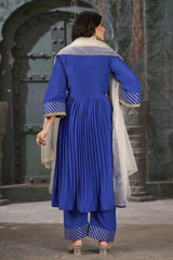 Azure Blue Art Silk Anarkali Kurta Set with Trousers and Dupatta-CL-KPD-131