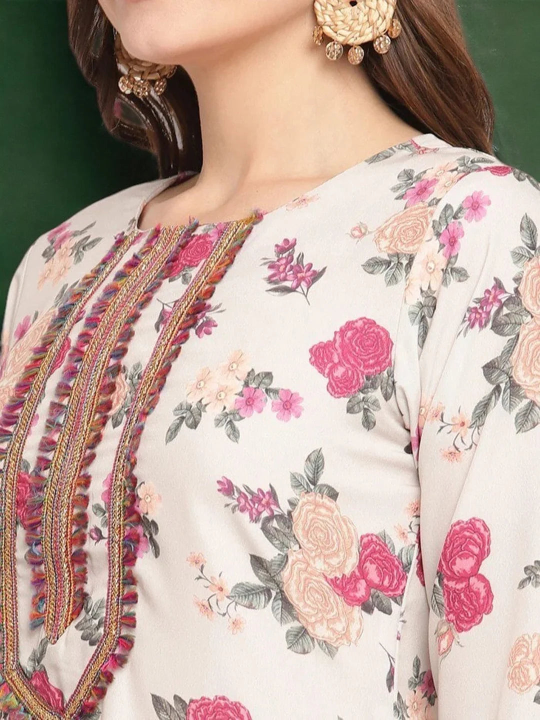 Floral Polyester Kurta and Palazzo Pants Set for Women