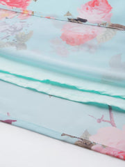 Turquoise Blue & Pink Plus Size Floral Printed A-Line Maxi Dress-AP-AHEDGRDP-142-FF