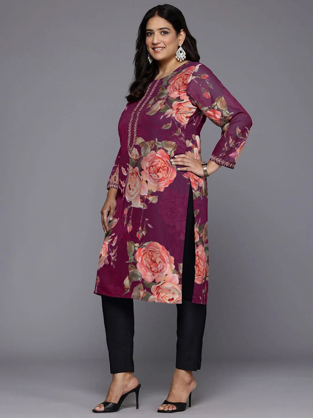 Women's Floral Kurta: Plus Size Indian Kurta Sets Online