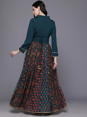Printed Gotta Patti Tunic & Skirt-AHTUSK-COMBO-1012