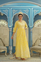 Juniper Women's Yellow Cotton Cambric Festive Wear Solid Gotta Work Dress