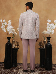 Men's Lavender Embroidered Indo-Western Set ( 50JIND 101 Lavender )