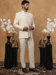 Men’s Embroidered Indo-Western Set ( 50JIIND 114Cream )