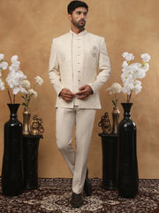 Men’s Embroidered Indo-Western Set ( 50JIIND 114Cream )