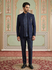 Men’s Embroidered Indo-Western Set ( 50JIND 132Navy S )