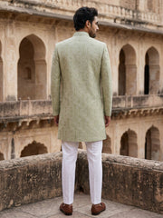 Jacquard Silk Sherwani Set ( 50JIND 135Pista S )