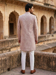 Jacquard Silk Sherwani Set ( 50JIND 135Purple S )