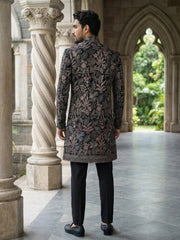 Ethnic Velvet Embroidered Sherwani Set ( 50JIND 142Black S )