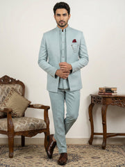 Cotton Blend Textured Indo-Western Set ( 50JIND 143Sky S )