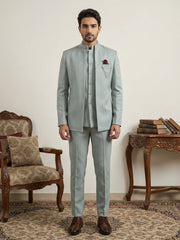 Cotton Blend Textured Indo-Western Set ( 50JIND 143Sky S )