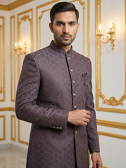 Classic Woven Jacquard Indo-Western Set ( 50JIND 148Wine S )
