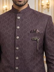 Classic Woven Jacquard Indo-Western Set ( 50JIND 148Wine S )