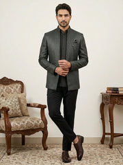 Cotton Blend Textured Indo-Western Set ( 50JIND 150Grey S )