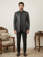 Cotton Blend Textured Indo-Western Set ( 50JIND 150Grey S )