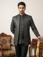 Cotton Blend Textured Indo-Western Set ( 50JIND 150Grey S )