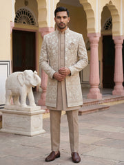 Japanese Embroidered Indo-Western Set ( 50JIND 151Brown S )