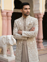 Japanese Embroidered Indo-Western Set ( 50JIND 151Brown S )