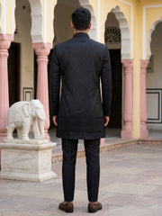 Silk Embroidered Indo-Western Set ( 50JIND 154Black S )