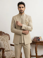 Cotton Blend Solid Indo-Western Set ( 50JIND 161Beige )
