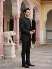 Cotton Blend Solid Indo-Western Set ( 50JIND 161Black S )