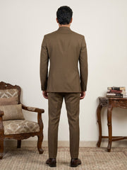 Cotton Blend Solid Indo-Western Set ( 50JIND 161D-Brown )