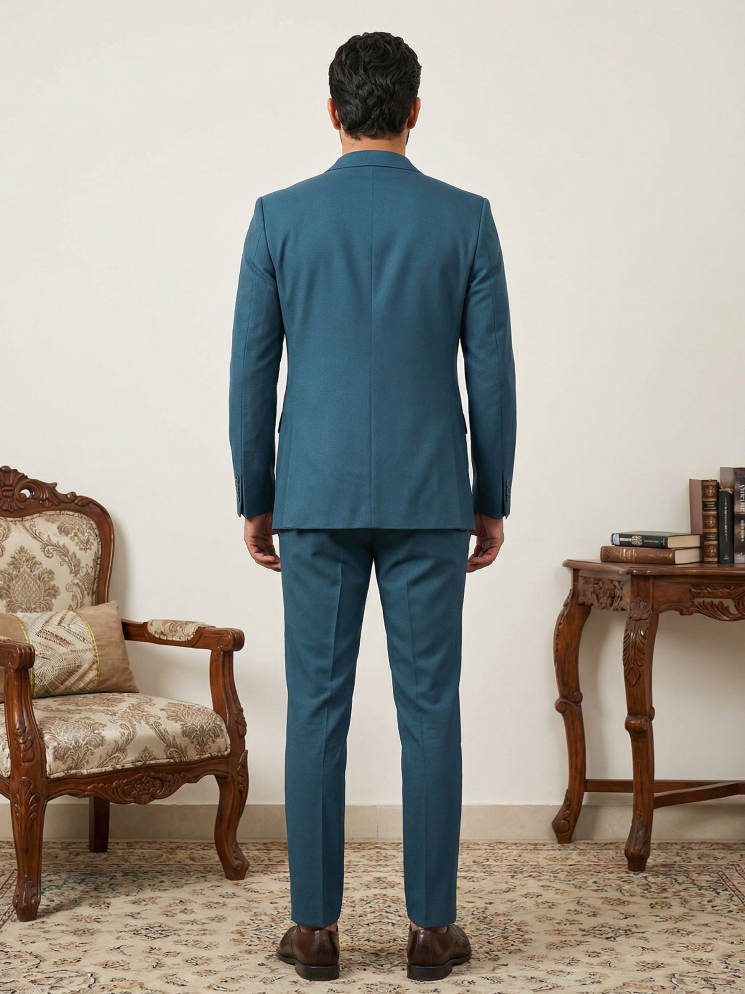 DesiQlo Men Solid Indo Western Set - Multicolor - 50JIND_161Peacock_S