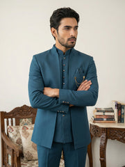 Cotton Blend Solid Indo-Western Set ( 50JIND 161Peacock S )