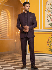 Cotton Blend Solid Indo-Western Set ( 50JIND 161Purple )