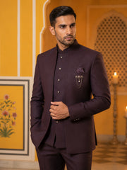 Cotton Blend Solid Indo-Western Set ( 50JIND 161Purple )