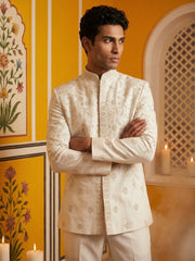 Japanese Embroidered Indo-Western Set ( 50JIND 167Cream S )