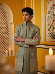 Woven Design Cotton Blend Indo-Western Set ( 50JIND 169Grey S )