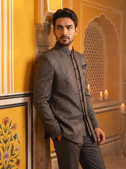Cotton Blend Textured Indo-Western Set ( 50JIND 174Grey )