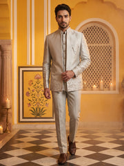 Ivory Embroidered Indo-Western Set ( 50JIND 175Cream )